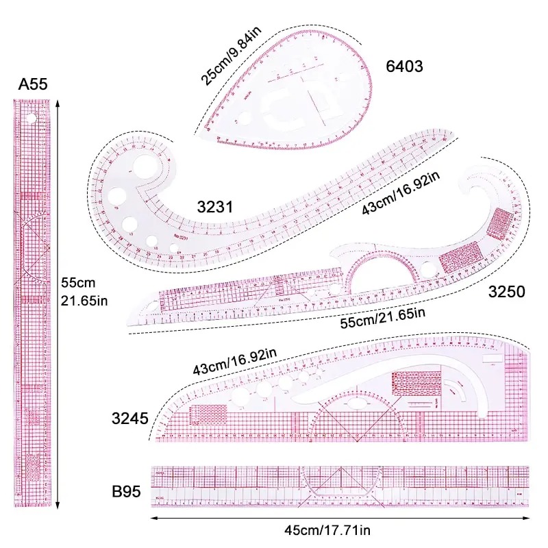 6PCS French Curve Ruler Soft P - Sewing Gauge Ruler 评论和价格