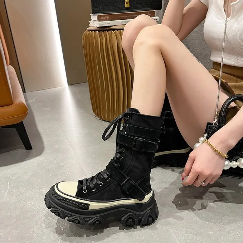 Thick Platform Women Boots Vin - Sewing Latex 评论和价格